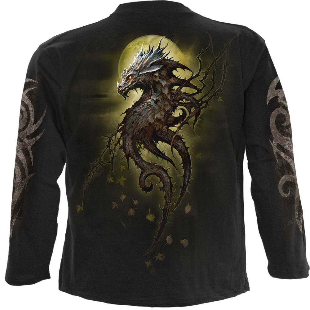 Spiral - Oak Dragon Lange ärmel top - Schwarz